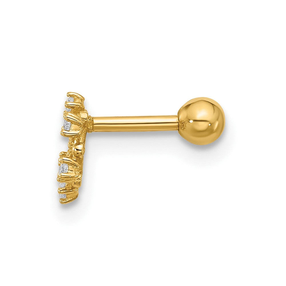 14K Yellow Gold Polished CZ Snowflake Cartilage Stud