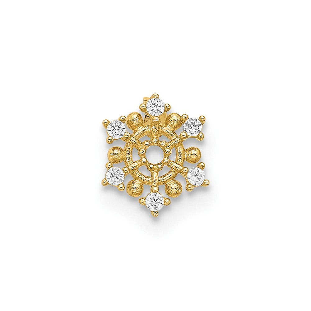 14K Yellow Gold Polished CZ Snowflake Cartilage Stud