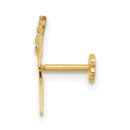 14K Yellow Gold Polished CZ Cartilage Body Jewelry