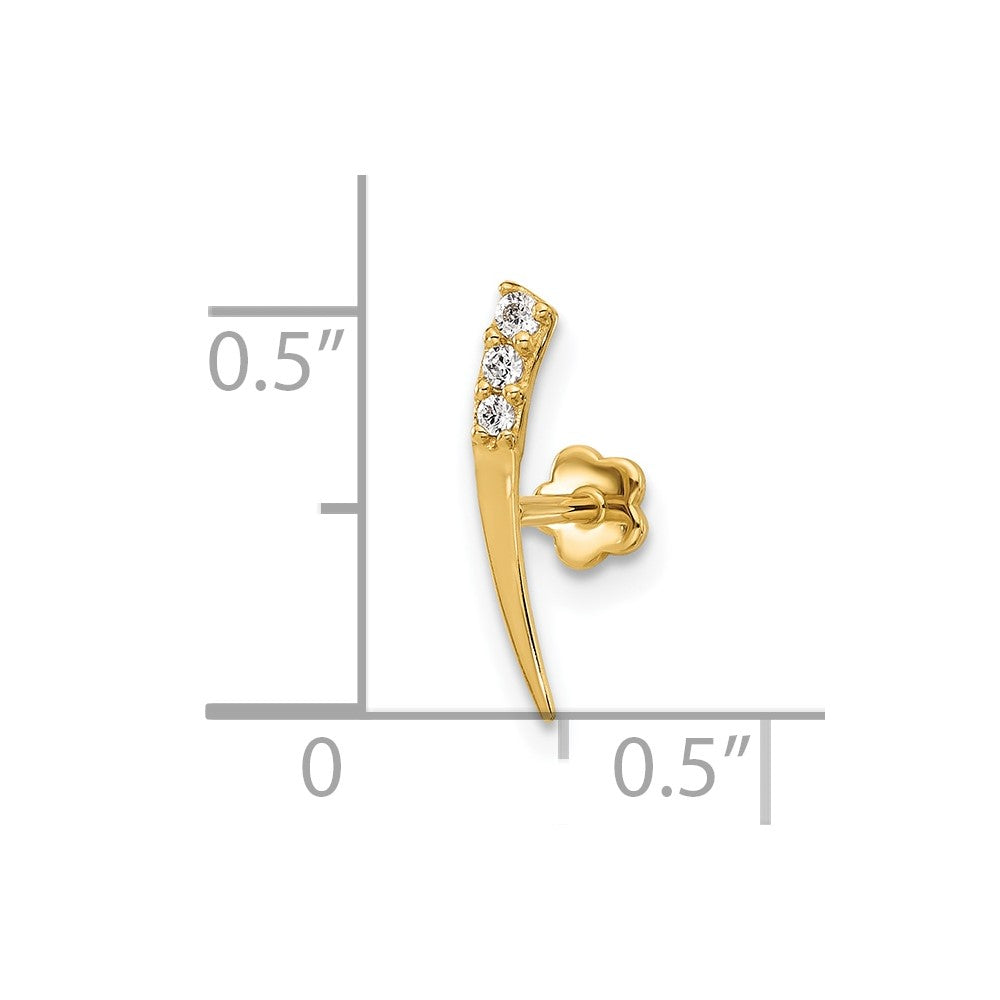 14K Yellow Gold Polished CZ Cartilage Body Jewelry
