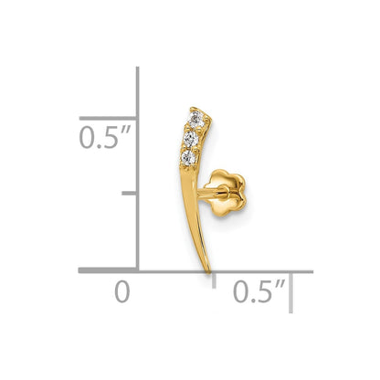14K Yellow Gold Polished CZ Cartilage Body Jewelry