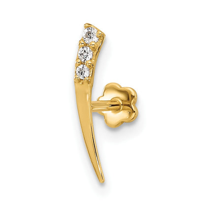 14K Yellow Gold Polished CZ Cartilage Body Jewelry