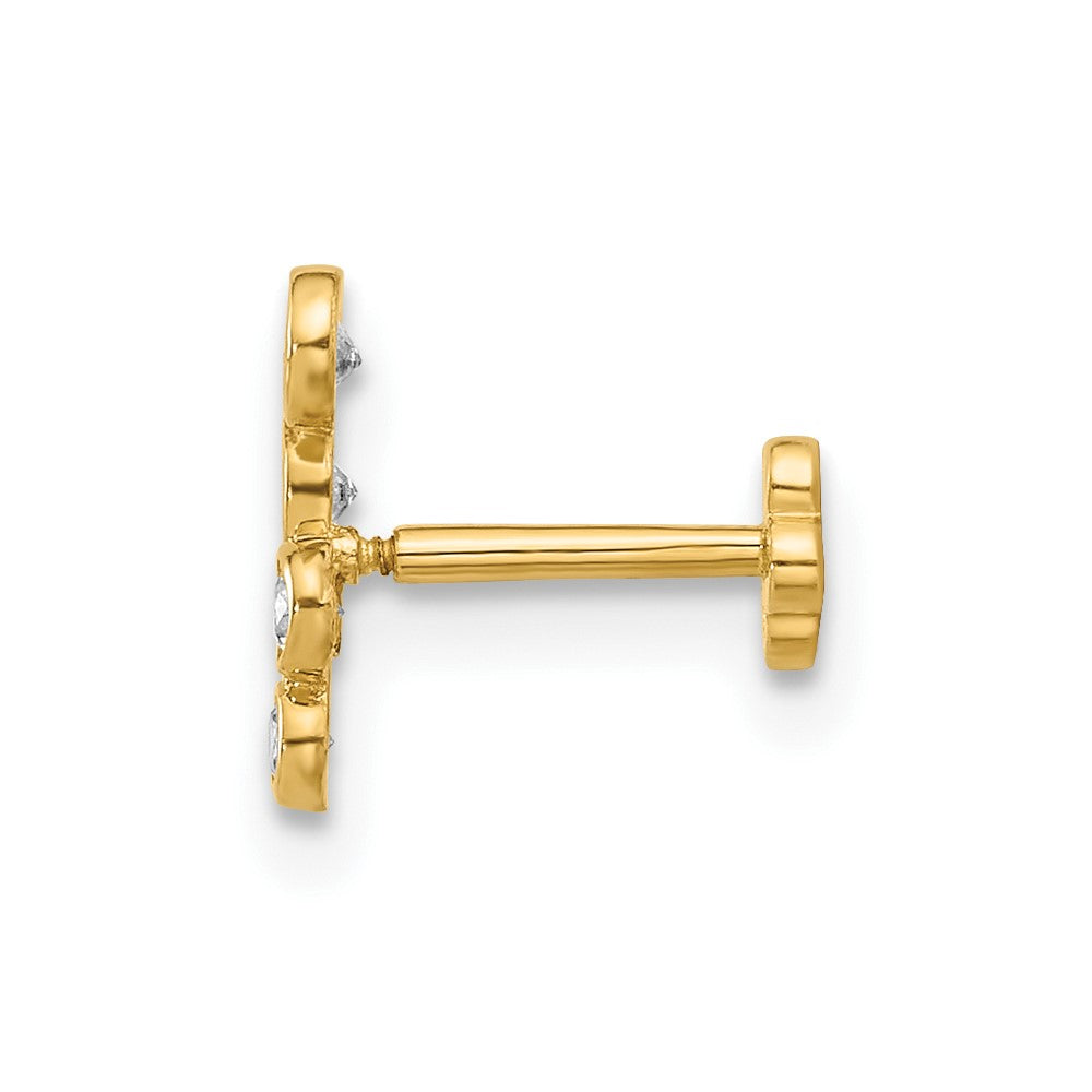 14K Yellow Gold Polished CZ Cartilage Body Jewelry