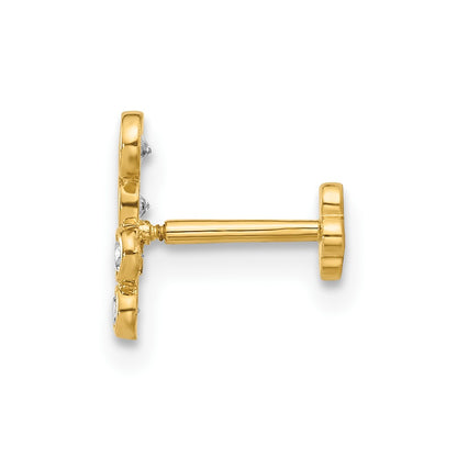 14K Yellow Gold Polished CZ Cartilage Body Jewelry