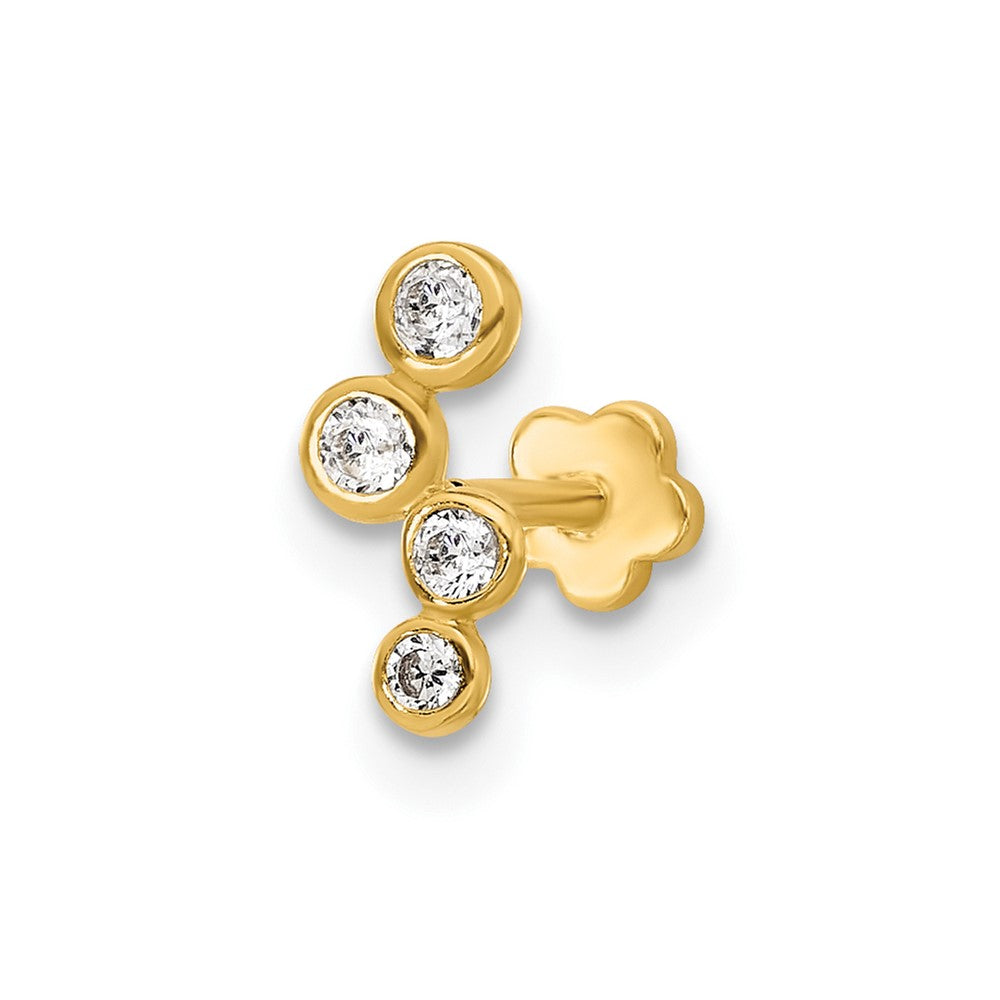 14K Yellow Gold Polished CZ Cartilage Body Jewelry