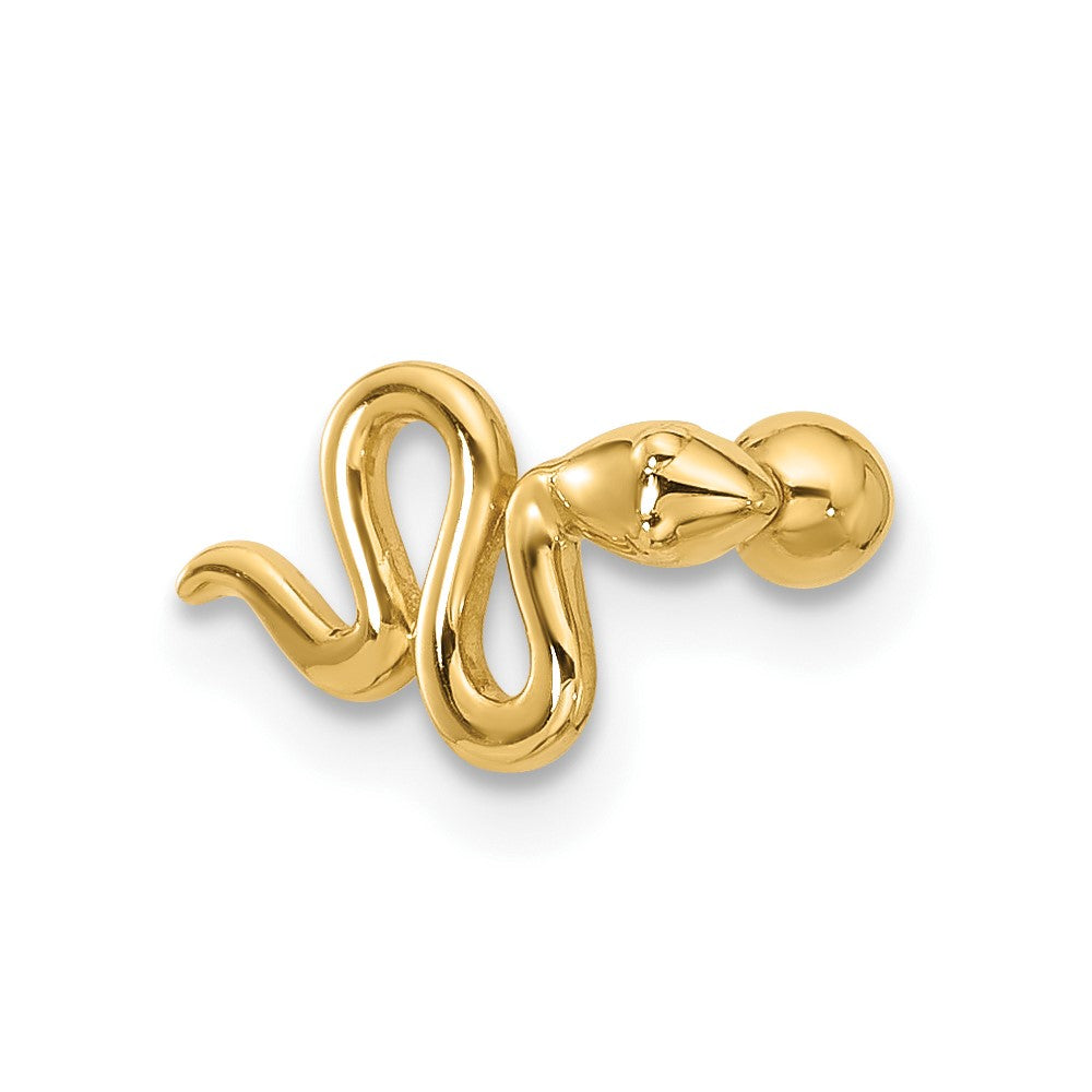 14K Yellow Gold Polished Snake Cartilage Stud