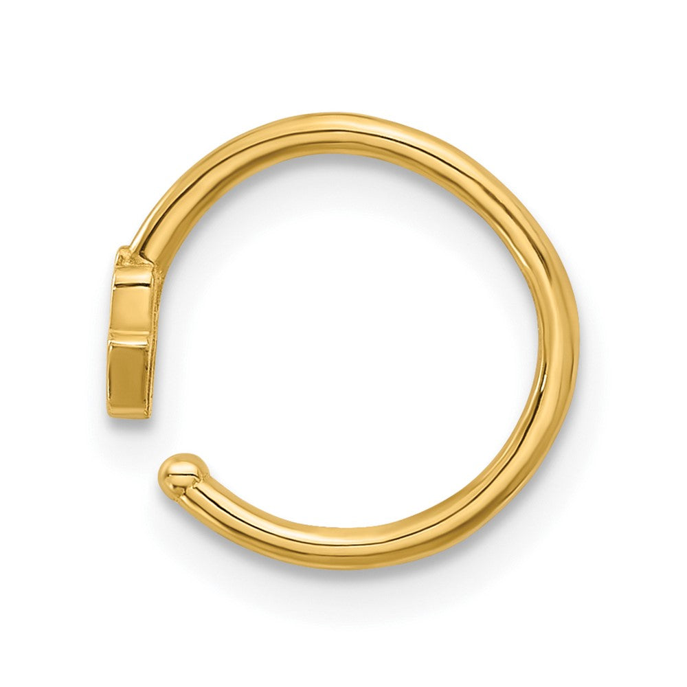 14K Yellow Gold Polished CZ Hamsa Nose Ring