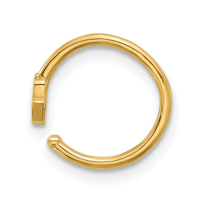 14K Yellow Gold Polished CZ Hamsa Nose Ring