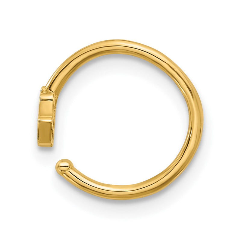 14K Yellow Gold Polished CZ Hamsa Nose Ring