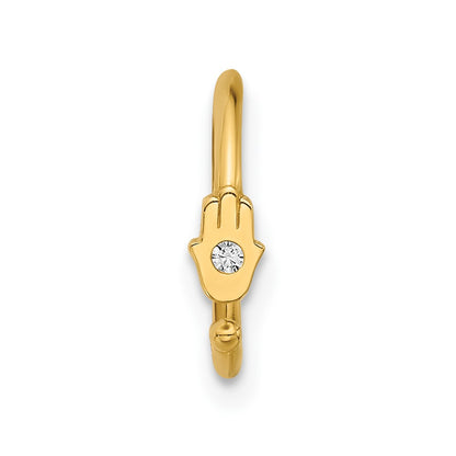 14K Yellow Gold Polished CZ Hamsa Nose Ring