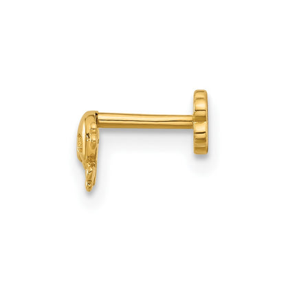 14K Yellow Gold Skull and Crossbones Screwback Cartilage Body Jewelry