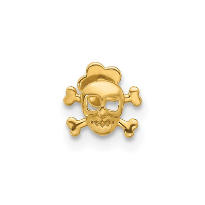 14K Yellow Gold Skull and Crossbones Screwback Cartilage Body Jewelry