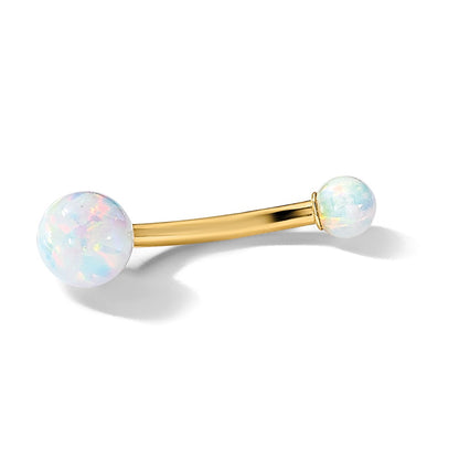 14K Yellow Gold Polished Created Opal Navel/belly Ring