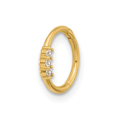 14K Yellow Gold Polished CZ Hinged Cartilage Ring