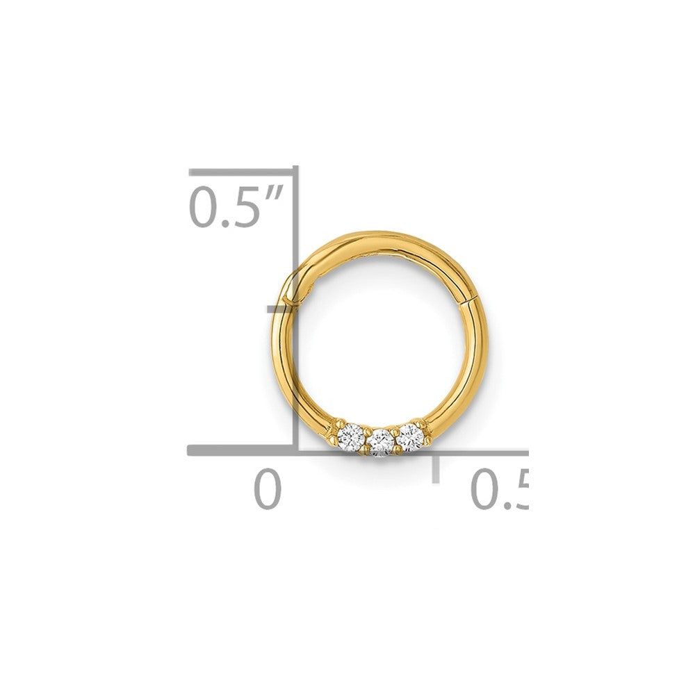 14K Yellow Gold Polished CZ Hinged Cartilage Ring