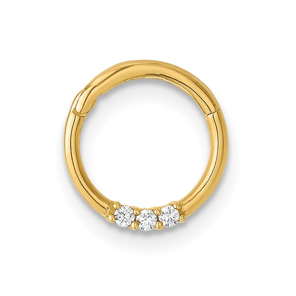 14K Yellow Gold Polished CZ Hinged Cartilage Ring
