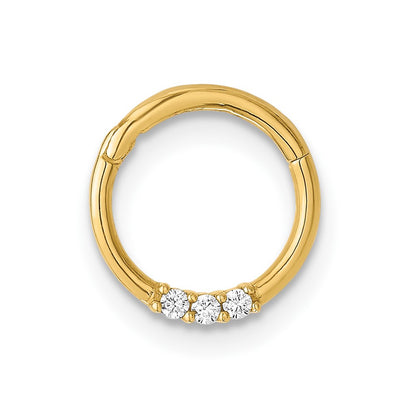 14K Yellow Gold Polished CZ Hinged Cartilage Ring