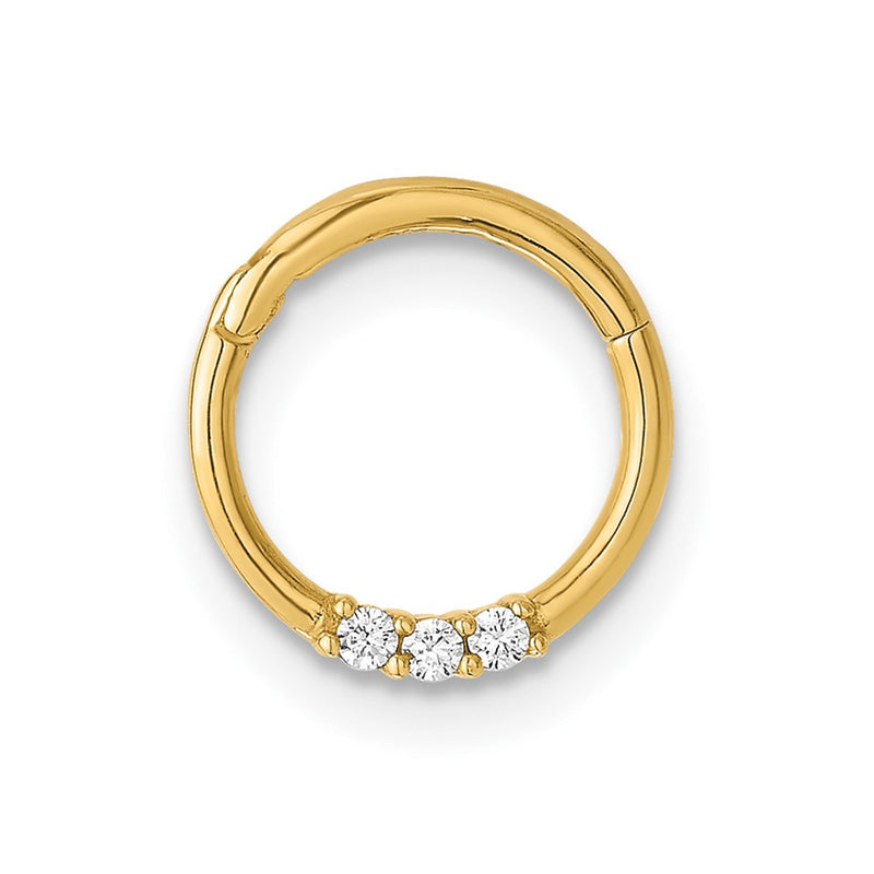 14K Yellow Gold Polished CZ Hinged Cartilage Ring
