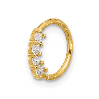 14K Yellow Gold Polished CZ Cartilage Ring
