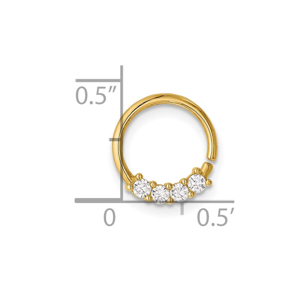 14K Yellow Gold Polished CZ Cartilage Ring