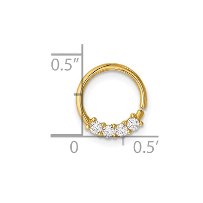 14K Yellow Gold Polished CZ Cartilage Ring