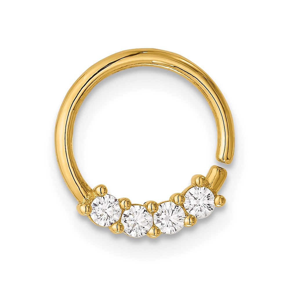 14K Yellow Gold Polished CZ Cartilage Ring