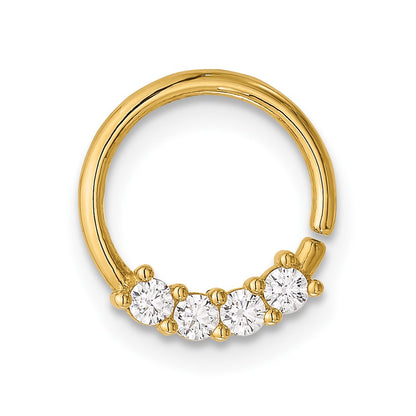 14K Yellow Gold Polished CZ Cartilage Ring