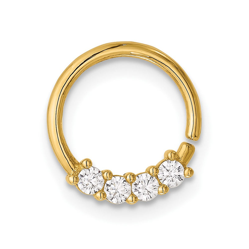 14K Yellow Gold Polished CZ Cartilage Ring