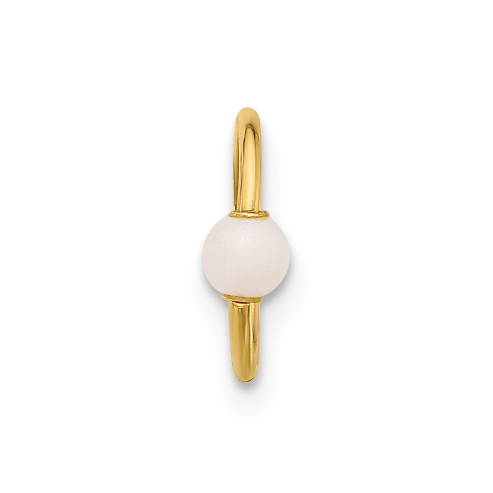 14K Yellow Gold Polished Imitation Pearl Cartilage Ring