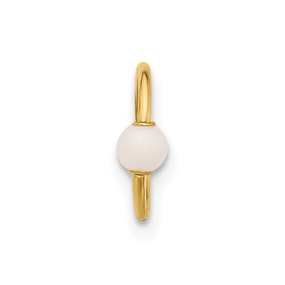 14K Yellow Gold Polished Imitation Pearl Cartilage Ring
