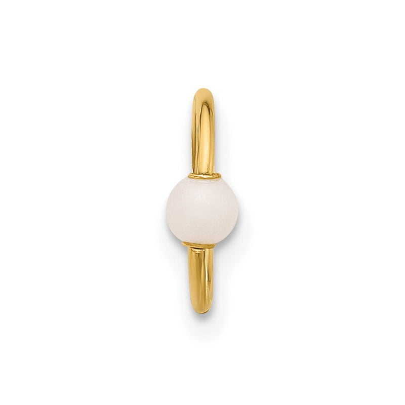 14K Yellow Gold Polished Imitation Pearl Cartilage Ring