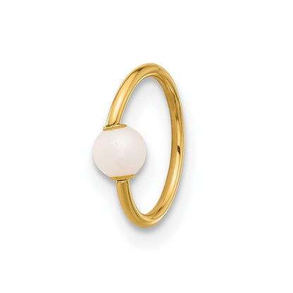 14K Yellow Gold Polished Imitation Pearl Cartilage Ring