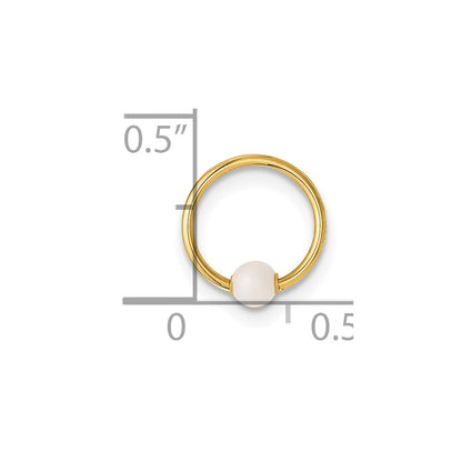 14K Yellow Gold Polished Imitation Pearl Cartilage Ring