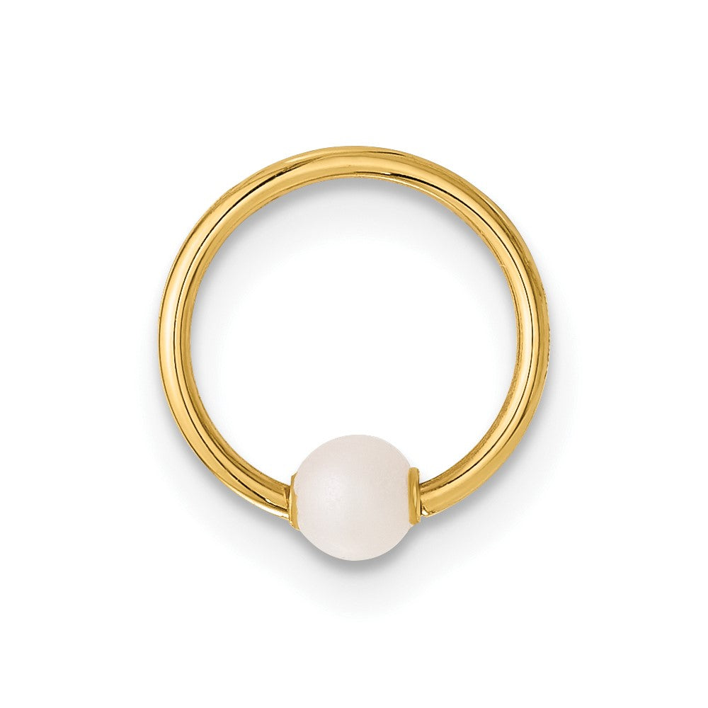 14K Yellow Gold Polished Imitation Pearl Cartilage Ring