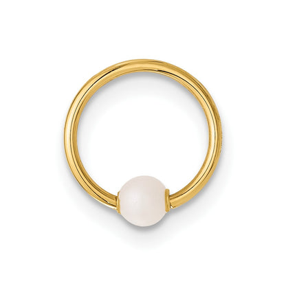 14K Yellow Gold Polished Imitation Pearl Cartilage Ring