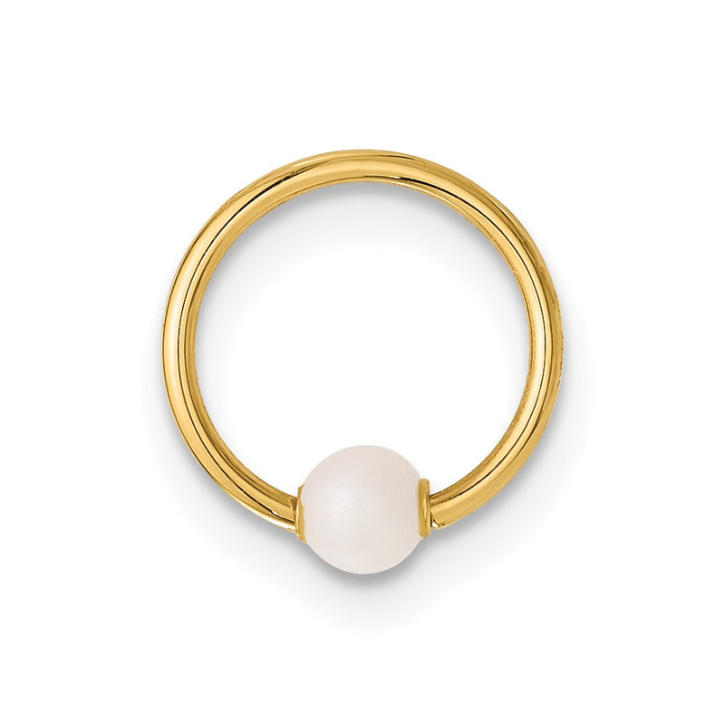 14K Yellow Gold Polished Imitation Pearl Cartilage Ring