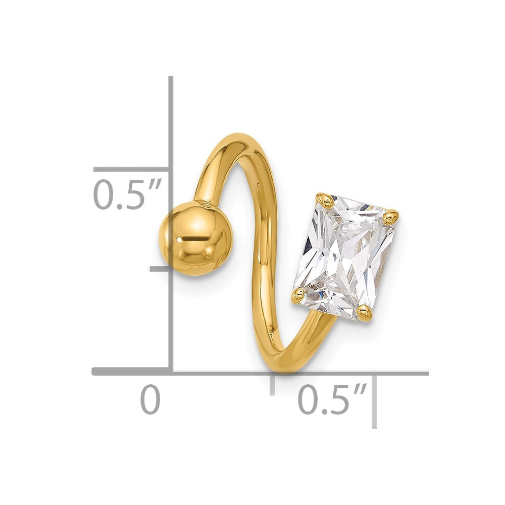 14K Yellow Gold Polished CZ Cartilage Ring