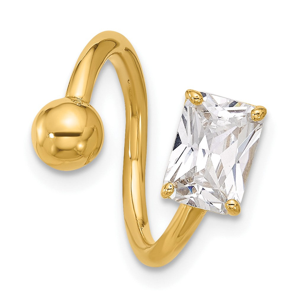 14K Yellow Gold Polished CZ Cartilage Ring