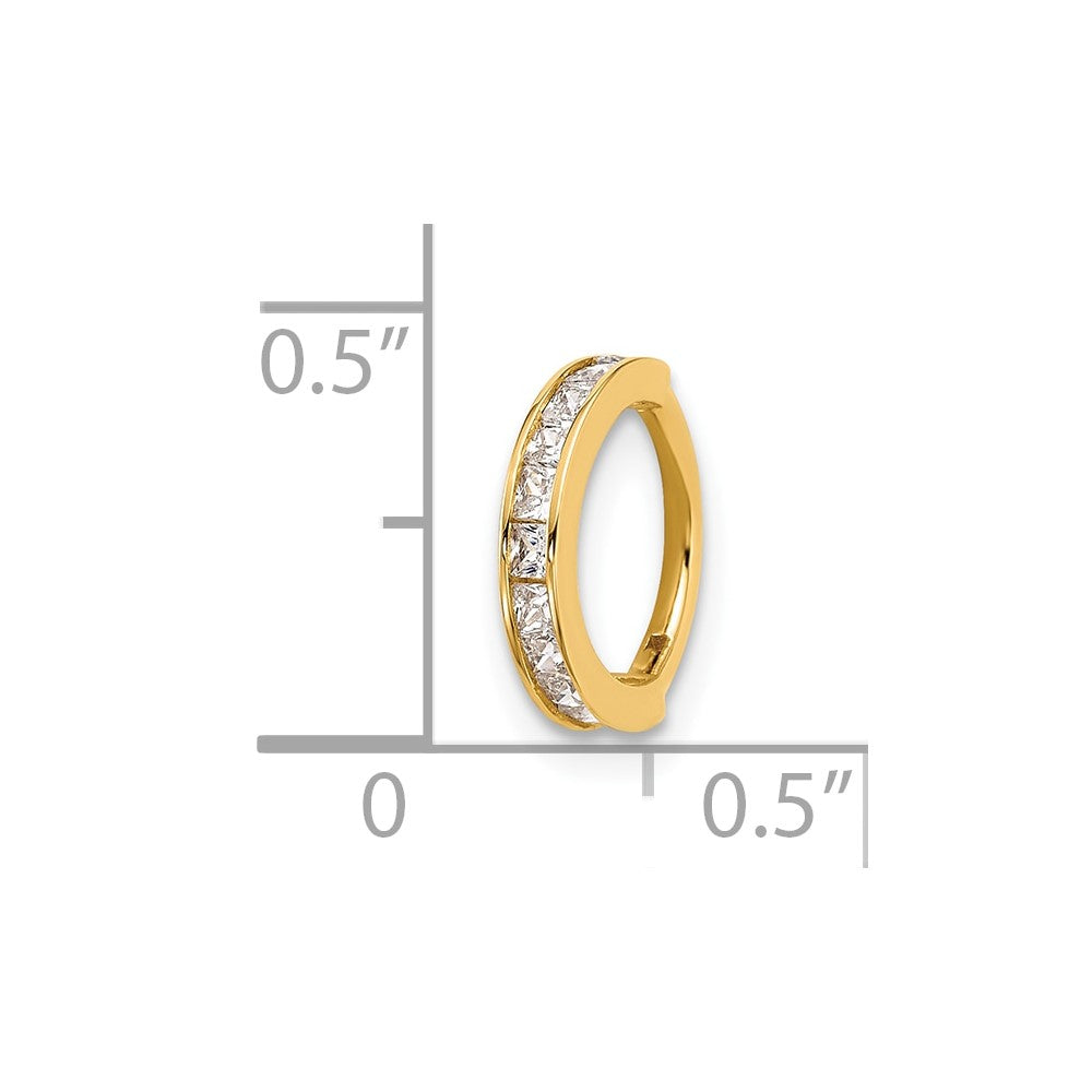 14K Yellow Gold Polished CZ Hinged Cartilage Ring