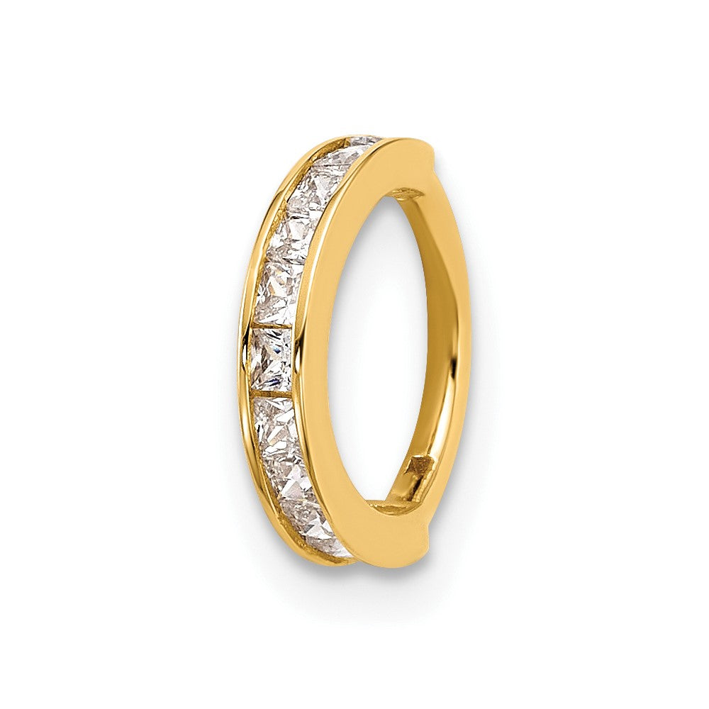 14K Yellow Gold Polished CZ Hinged Cartilage Ring