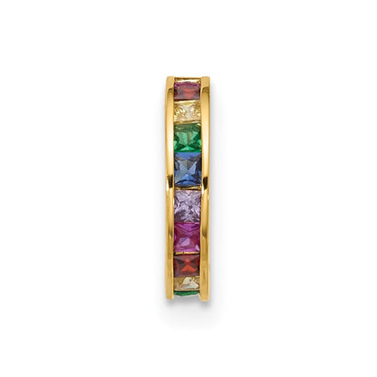 14K Yellow Gold Polished Rainbow CZ Hinged Cartilage Ring
