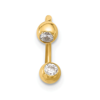 14K Yellow Gold Polished 4mm CZ Cartilage Ring
