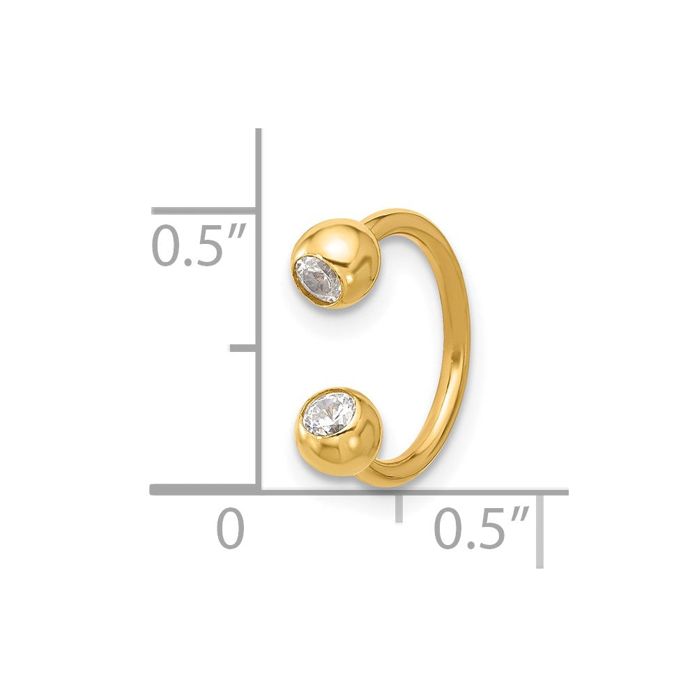14K Yellow Gold Polished 4mm CZ Cartilage Ring