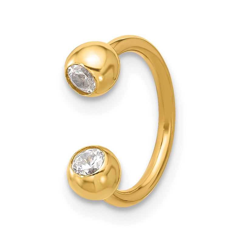 14K Yellow Gold Polished 4mm CZ Cartilage Ring