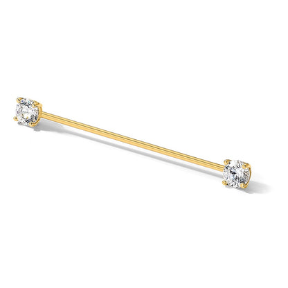 14K Yellow Gold Polished 3mm CZ Industrial Body Jewelry