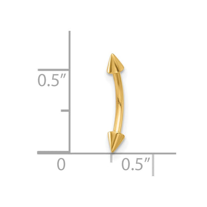14K Yellow Gold Polished Spiked Eyebrow Ring