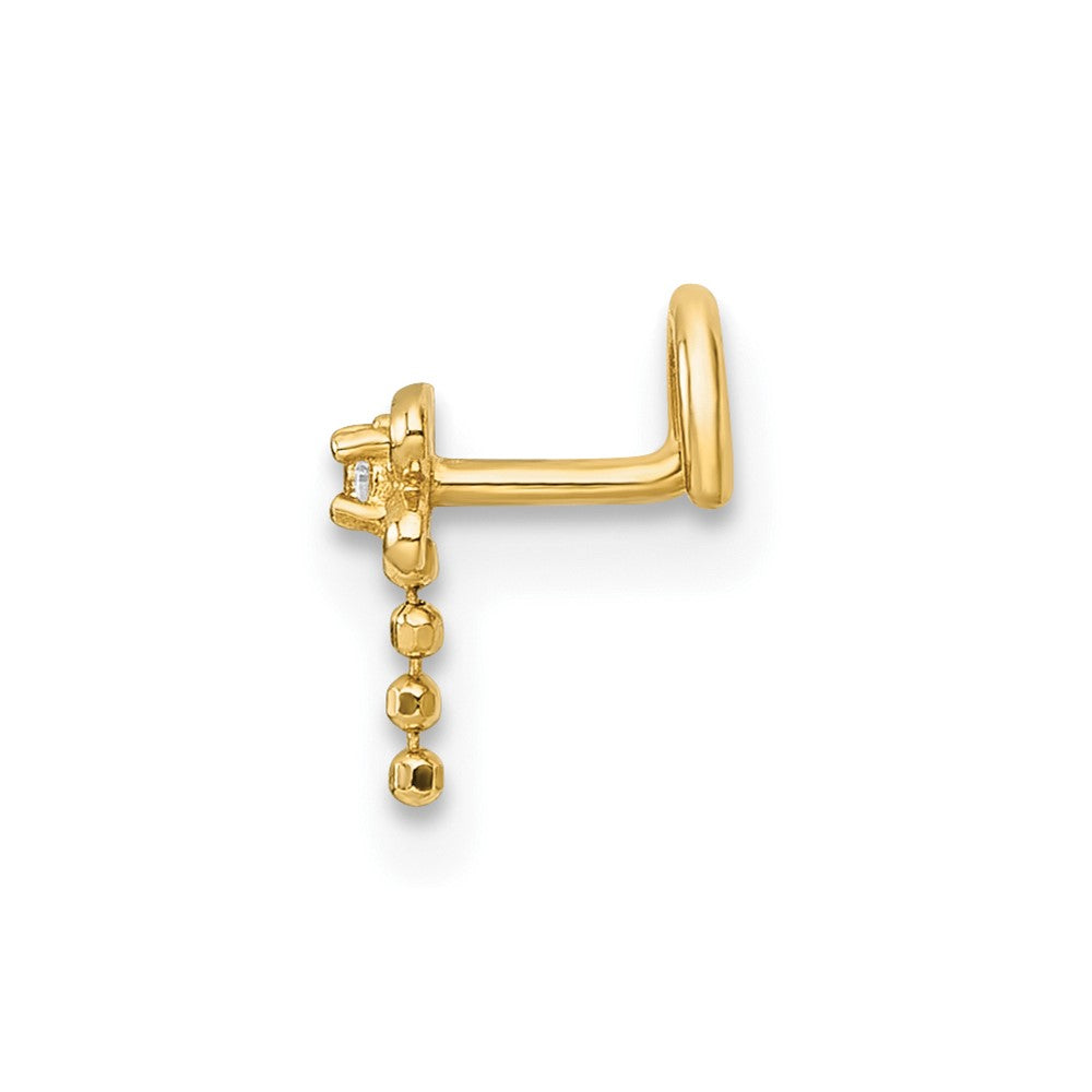 14K Yellow Gold Polished Moveable CZ Dragonfly Nose Stud