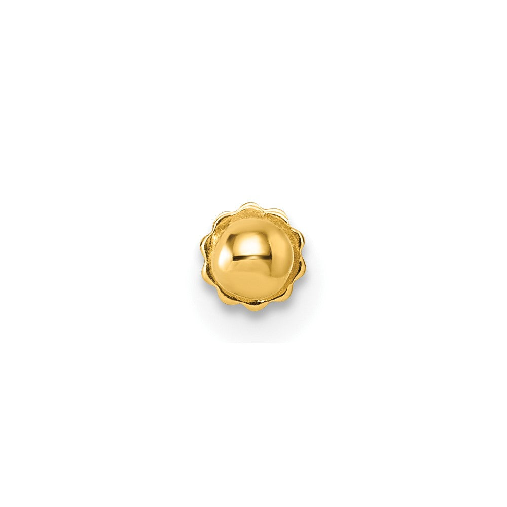 14K Yellow Gold Polished 3mm Ball Labret Stud