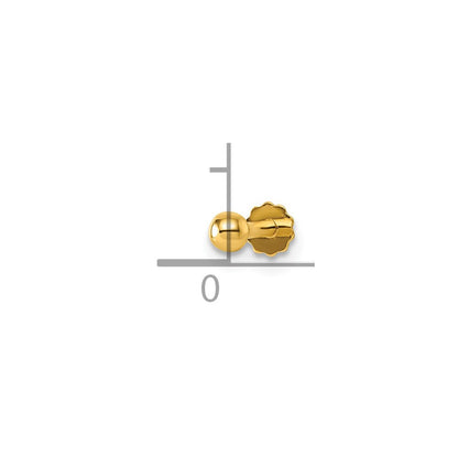 14K Yellow Gold Polished 3mm Ball Labret Stud
