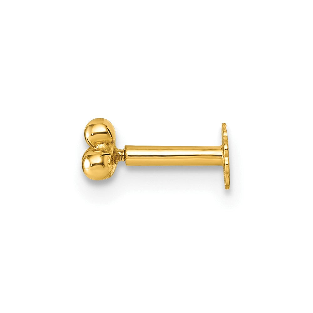 14K Yellow Gold Polished Triple Ball Labret Stud